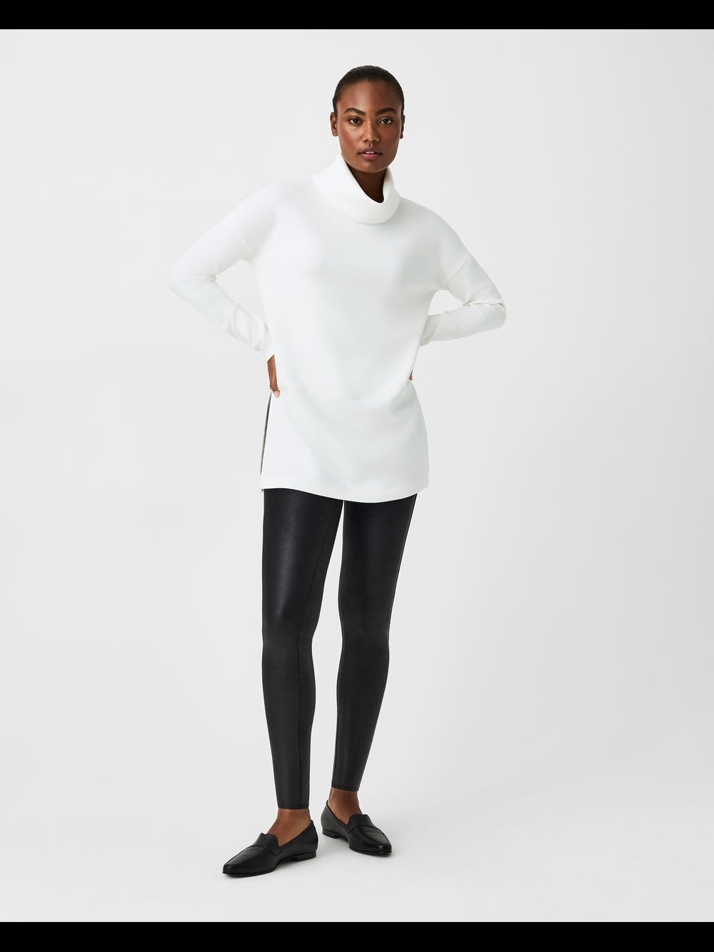 SPANX Black Faux-Leather High-Waist PowerLeggings - Picture 3 of 11